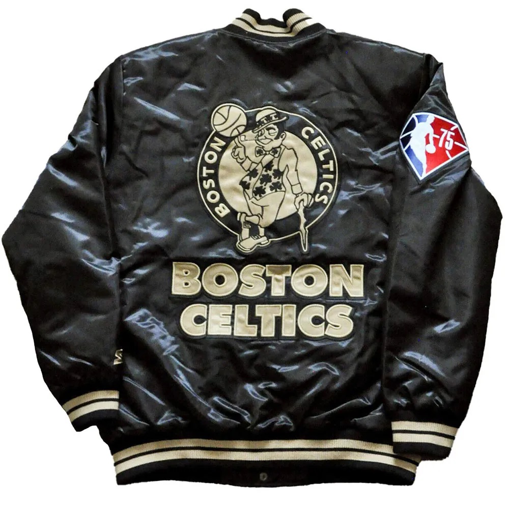 Boston Celtics Black Satin Jacket