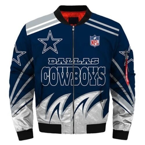 Dallas Cowboys Blue and White Bomber Jacket