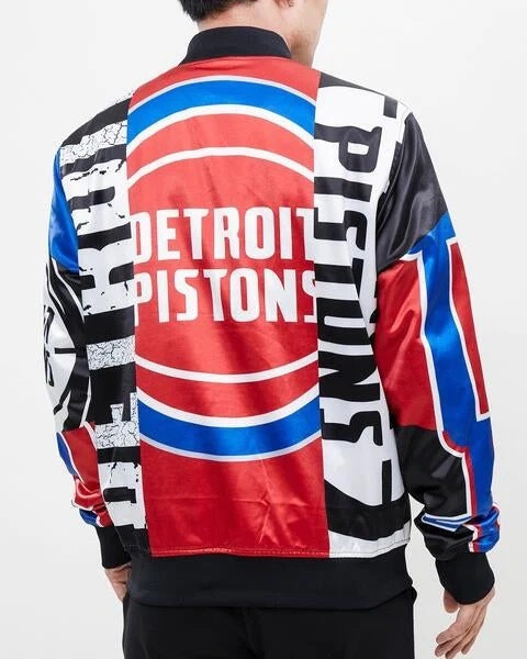 Detroit Pistons Mashup Satin Varsity Jacket