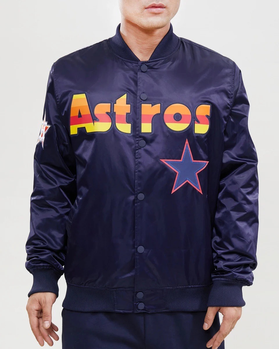 Houston Astros Wordmark Satin Varsity Jacket