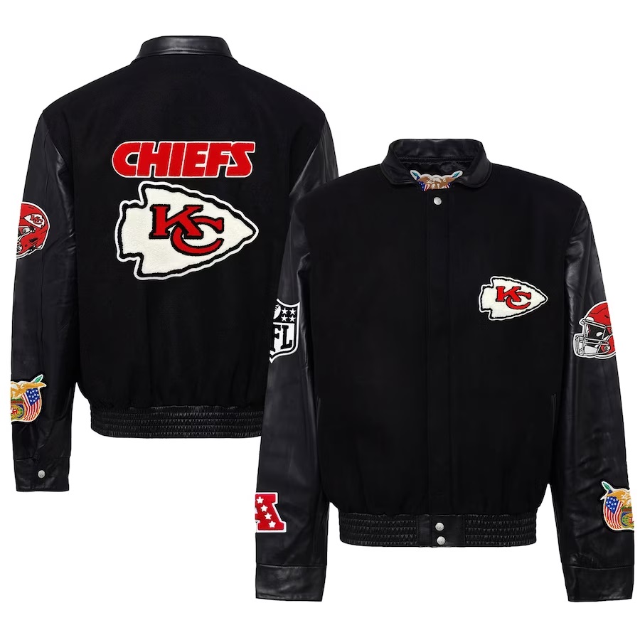 Kansas City Chiefs Jeff Hamilton Black Wool & Leather Varsity Jacket
