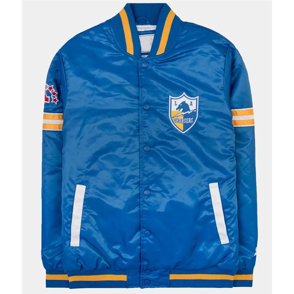 LA Chargers 30th Anniversary Blue Satin Varsity Jacket