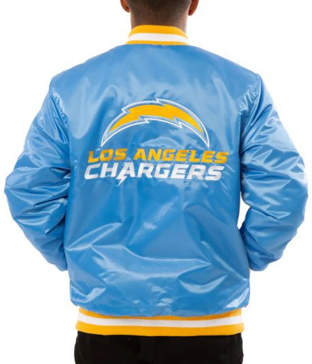 LA Chargers Bomber Blue And White Jacket