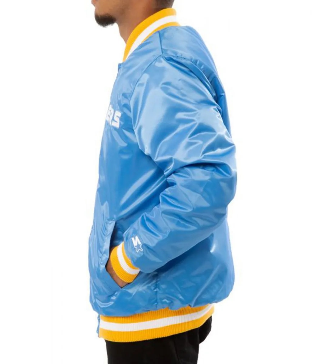 LA Chargers Bomber Blue And White Jacket