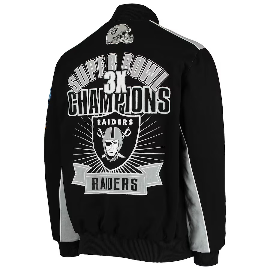 Las Vegas Raiders 3X Super Bowl Champions Full-Snap Jacket