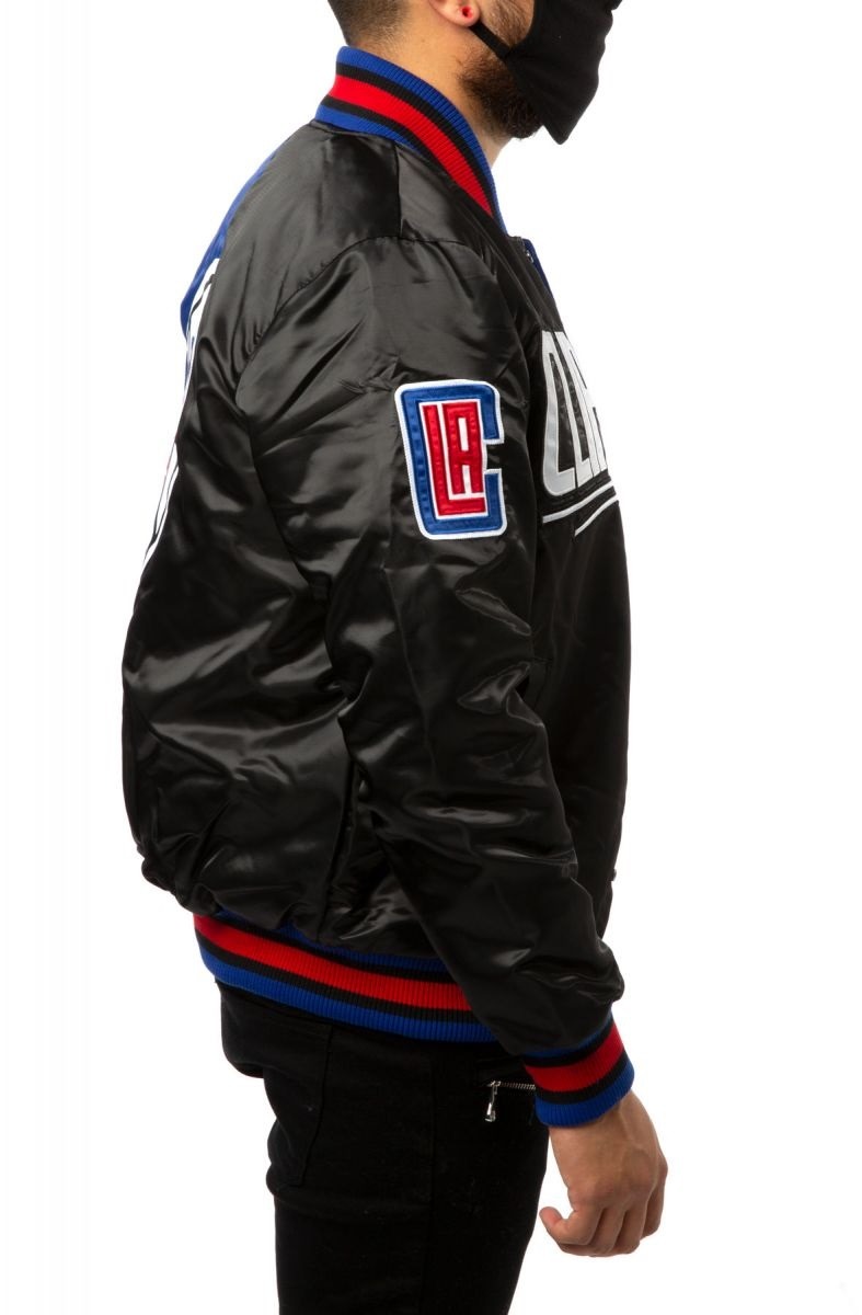 Los Angeles Clippers Black Blue Satin Bomber Jacket