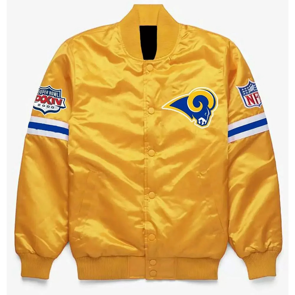 Los Angeles Rams Super Bowl XXXIV Yellow Satin Jacket