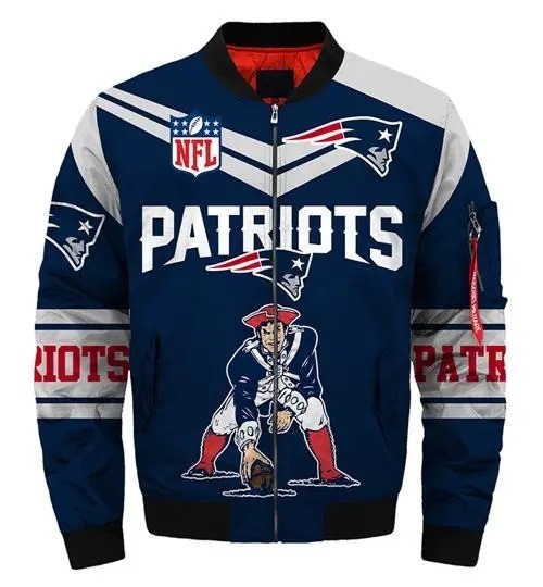 New England Patriots Blue and White Bomber Jacket