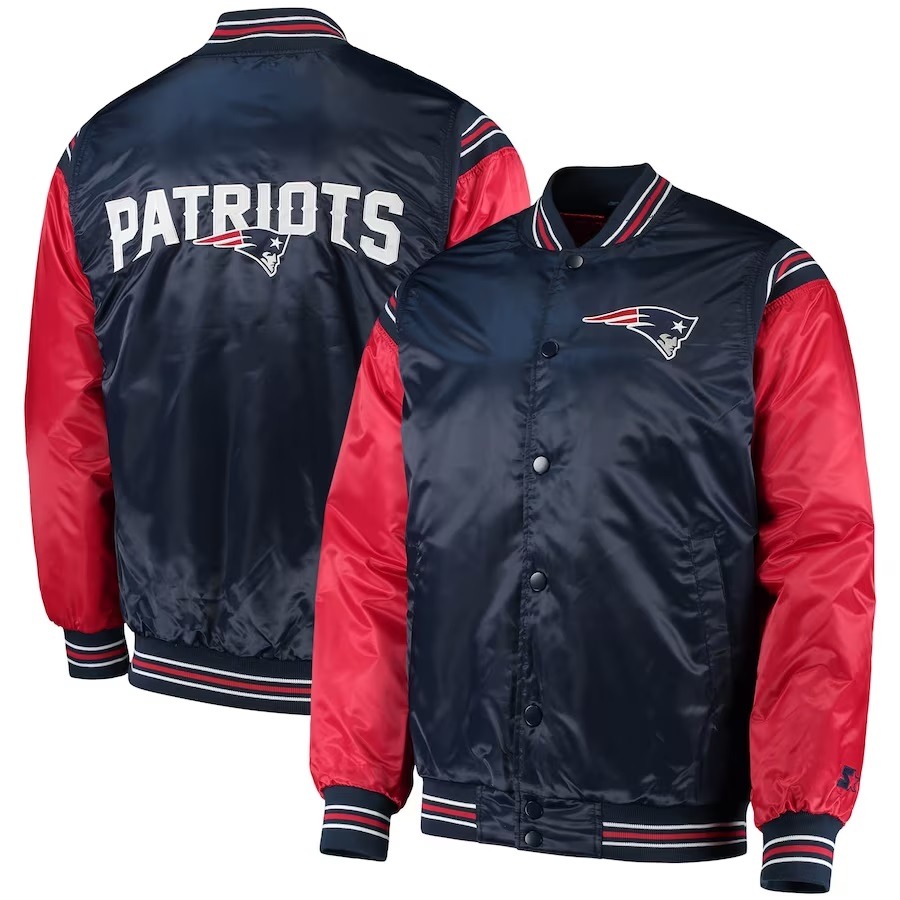 New England Patriots Navy And Red Satin Jacket