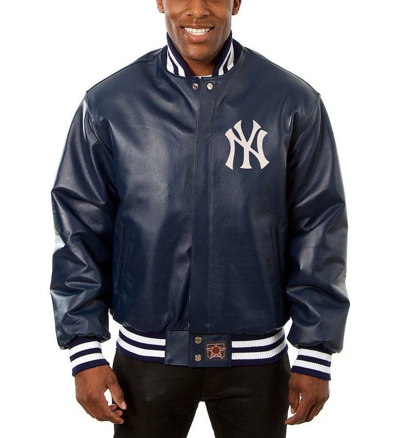 New York Yankees Blue Leather Jacket