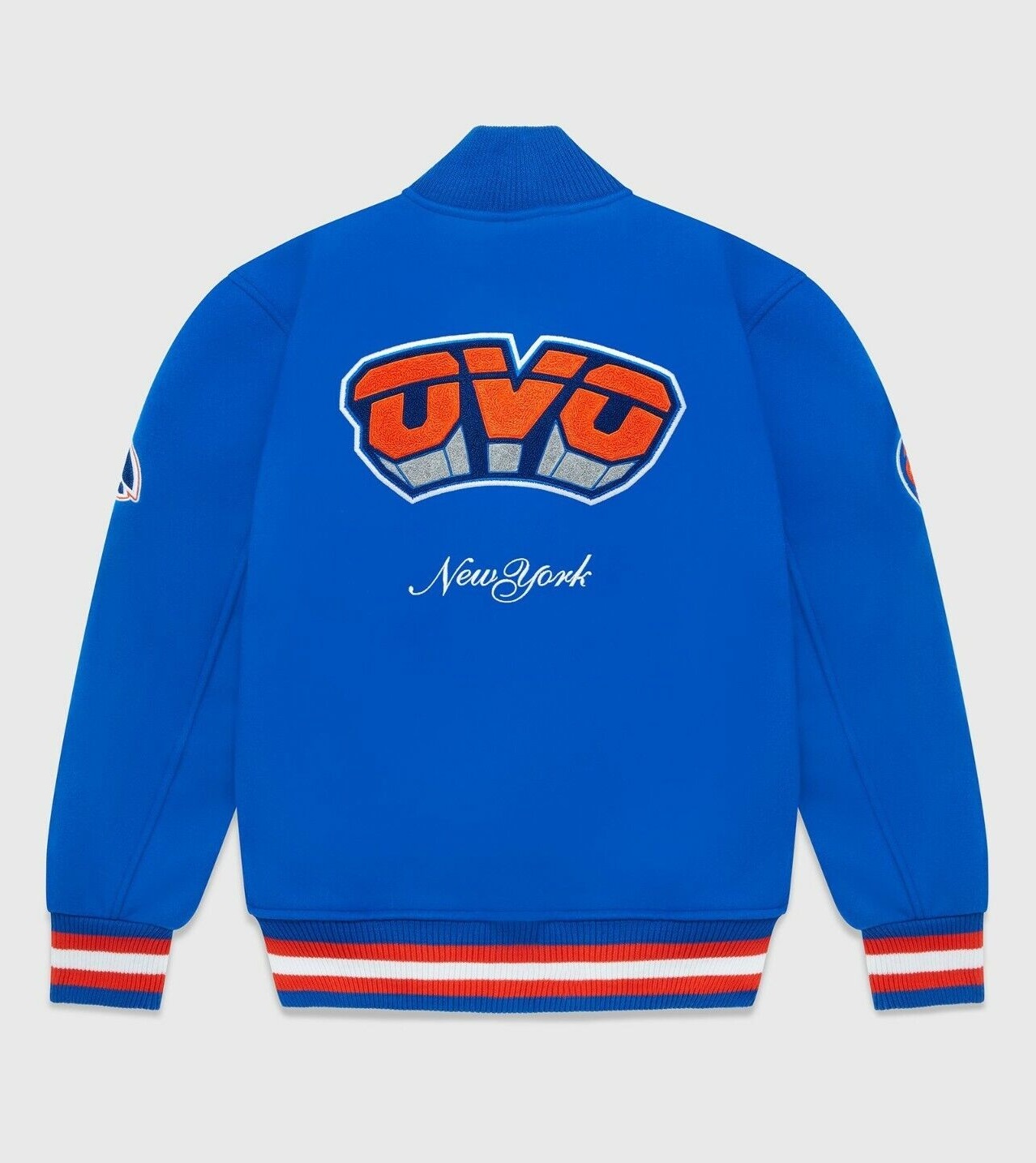OVO x NBA New York Knicks Blue Varsity Jacket