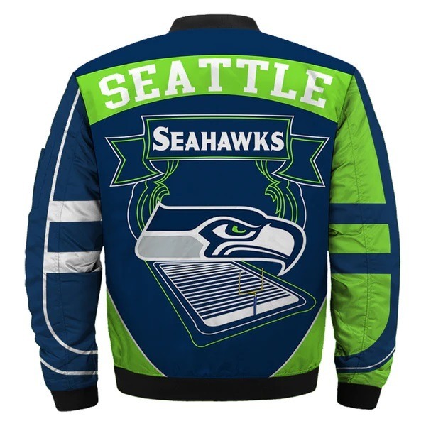 Seattle Seahawks Green and Blue Bomber Jacket