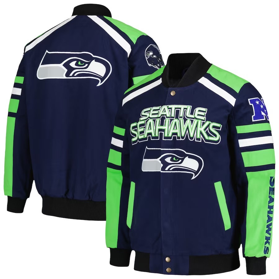 Seattle Seahawks Power Forward Racing Full-Snap Jacket