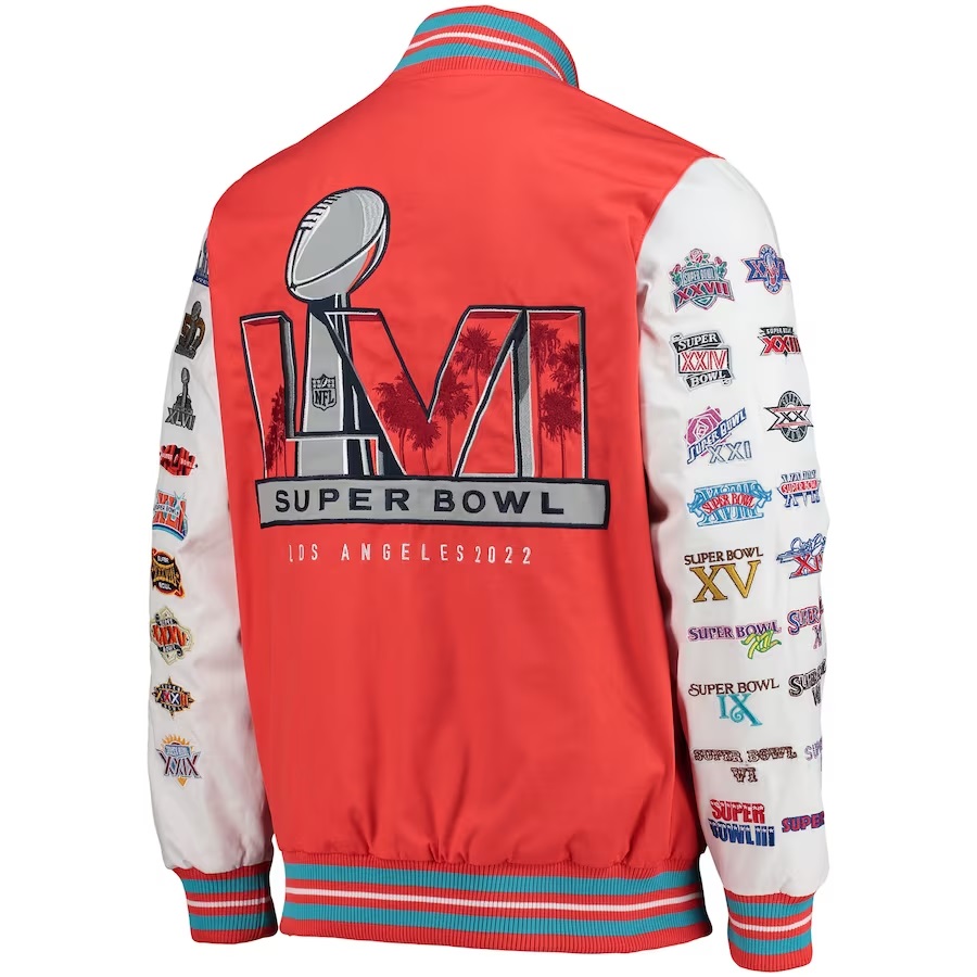 Los Angeles Super Bowl LVI Full-Snap Orange Varsity Jacket