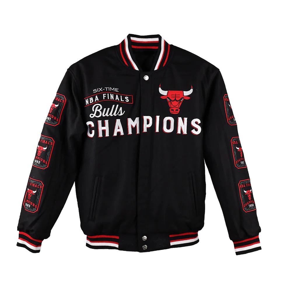 Chicago Bulls 6 Time Finals Champions Black Jacket