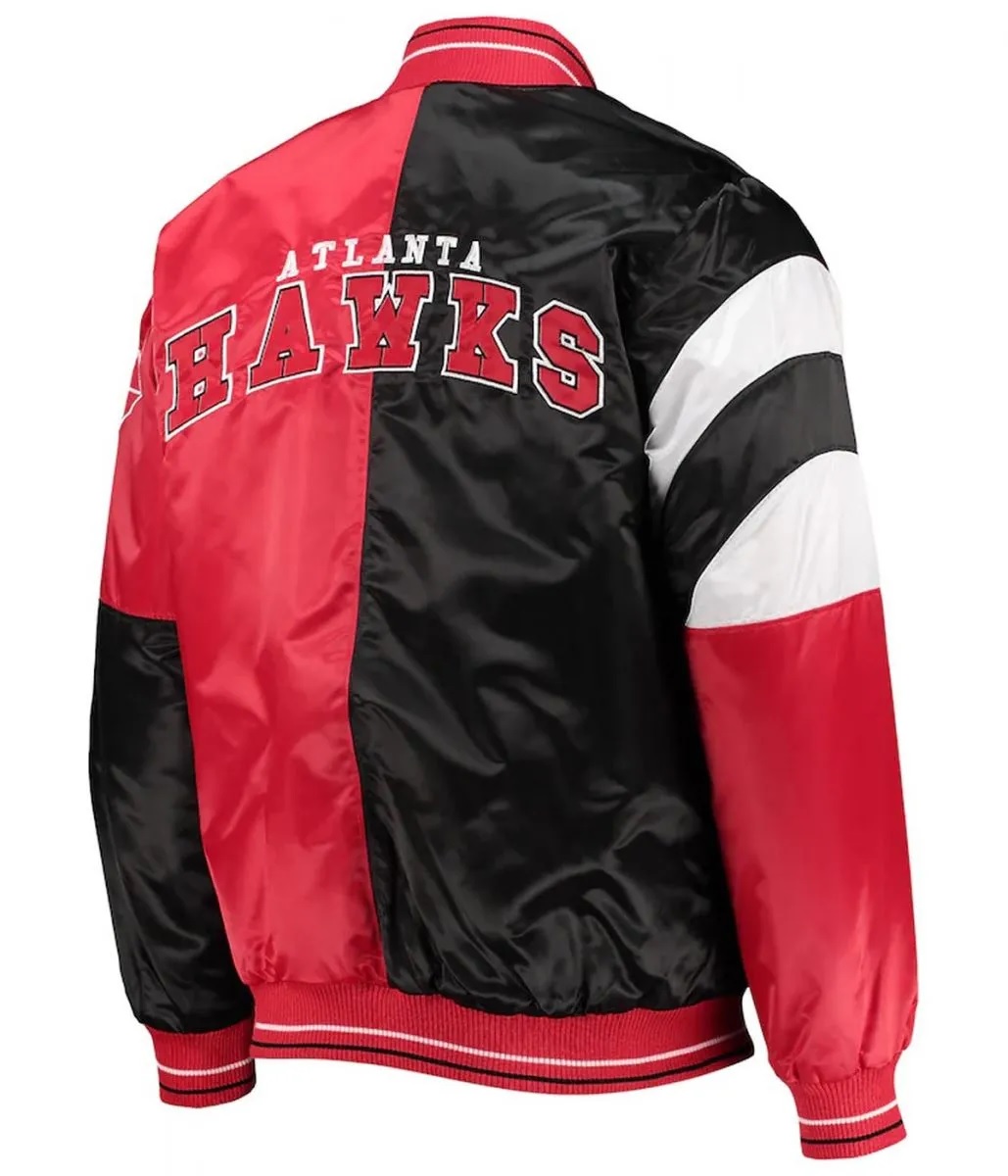 Atlanta Hawks 75th Anniversary Full-Snap Black and Red Satin Jacket