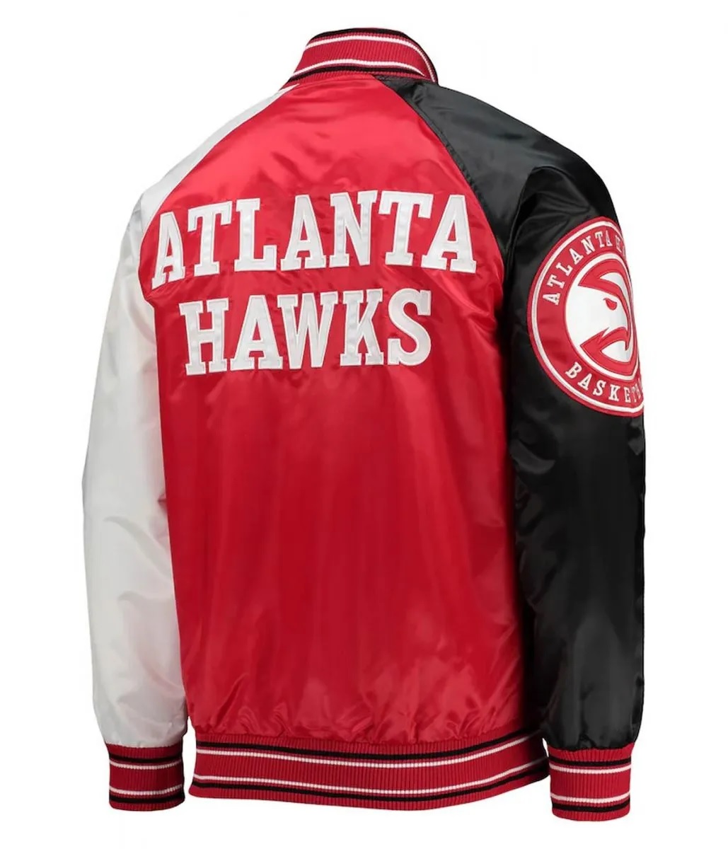 Atlanta Hawks Reliever Raglan Full-Snap Red/Black Jacket