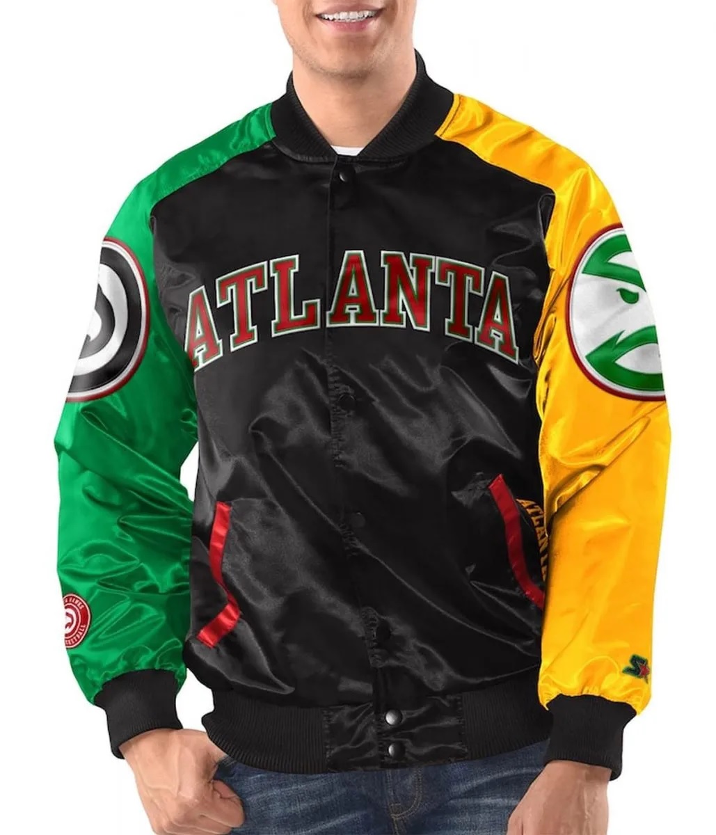 Atlanta Hawks Ty Mopkins Black,Red Varsity Satin Jacket