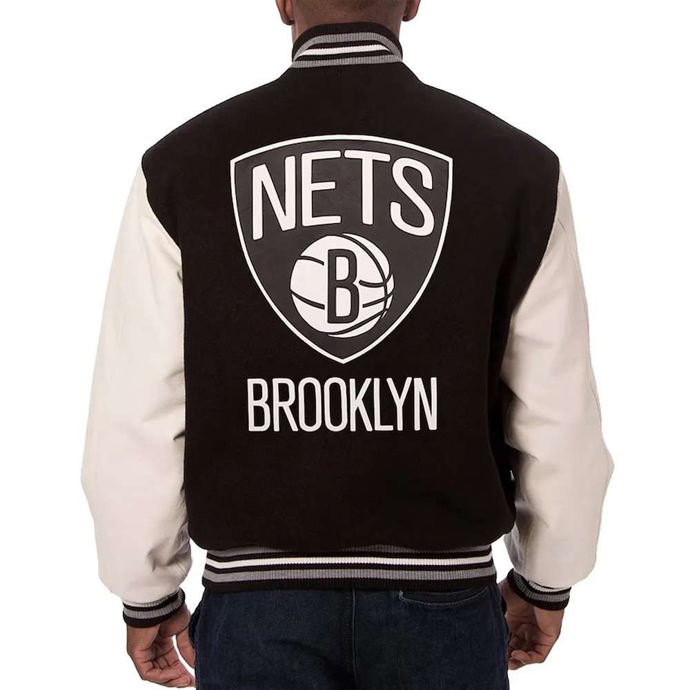 Black/White Brooklyn Nets Varsity Jacket