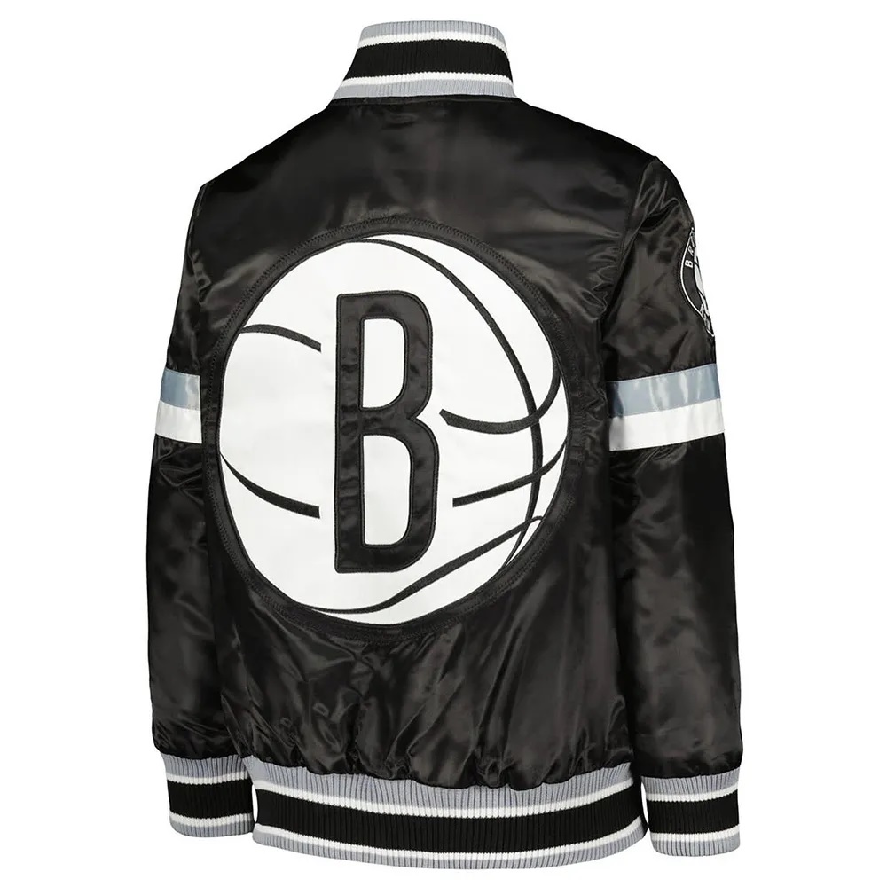 Brooklyn Nets Home Game Black Satin Jacket