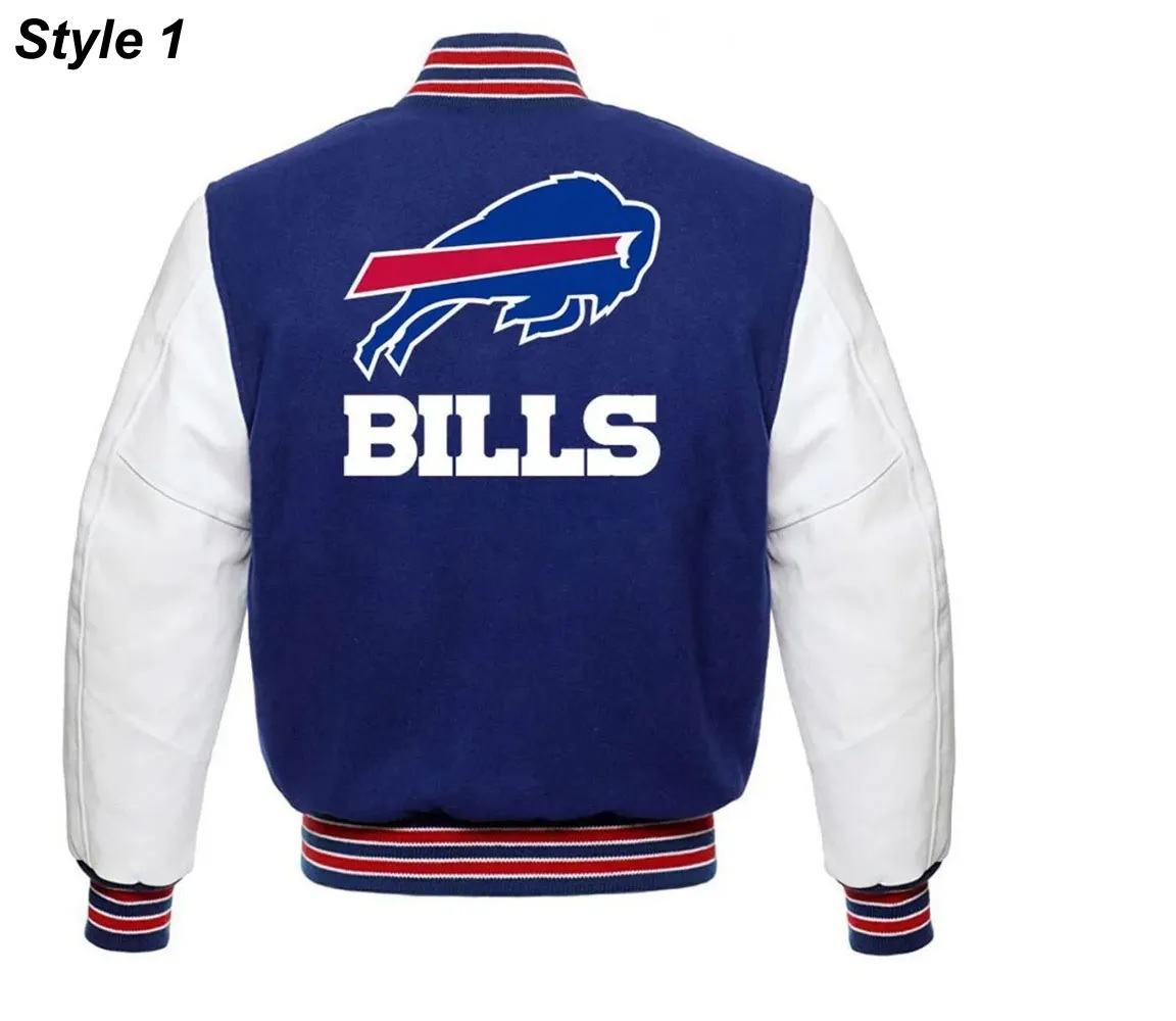 Buffalo Bills Blue and White Letterman Jacket