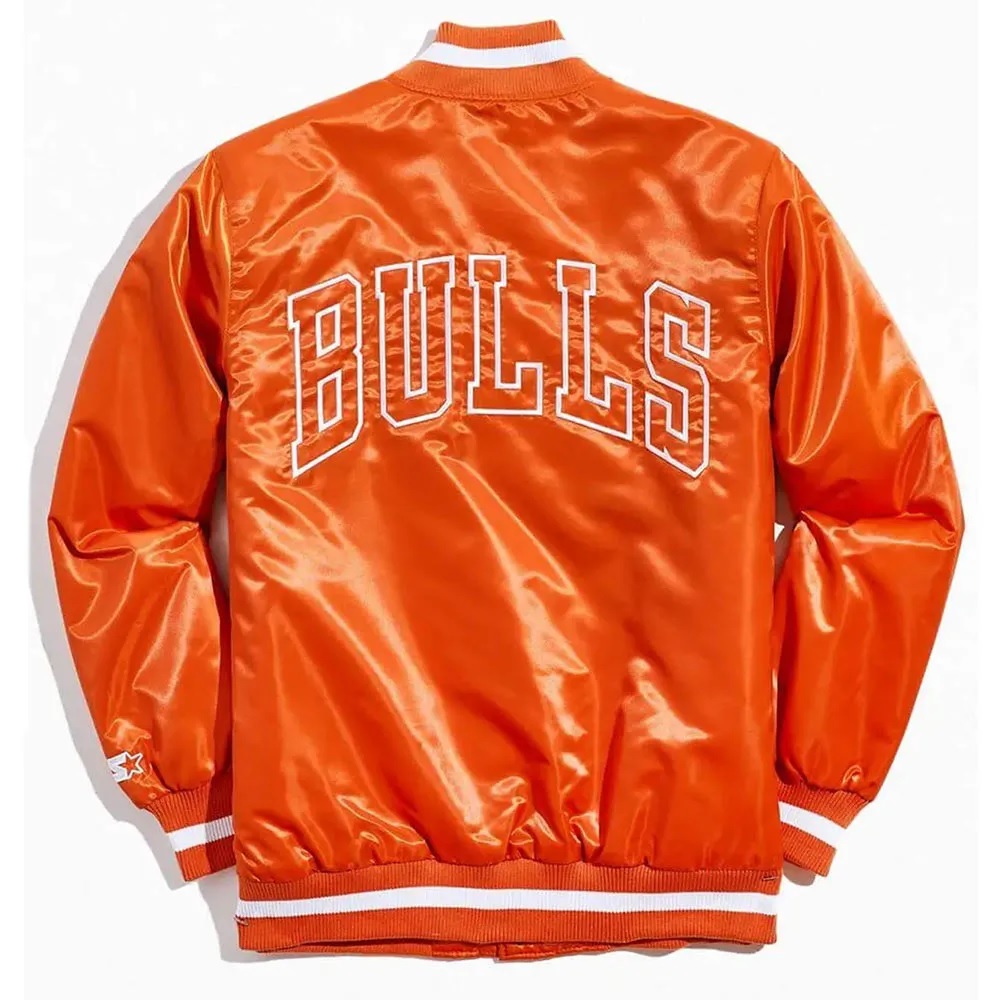 Chicago Bulls Bomber Orange Satin Jacket