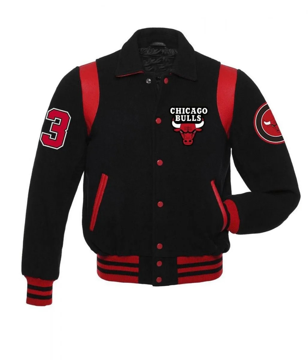 Chicago Bulls Sailor Collar Black Varsity Jacket