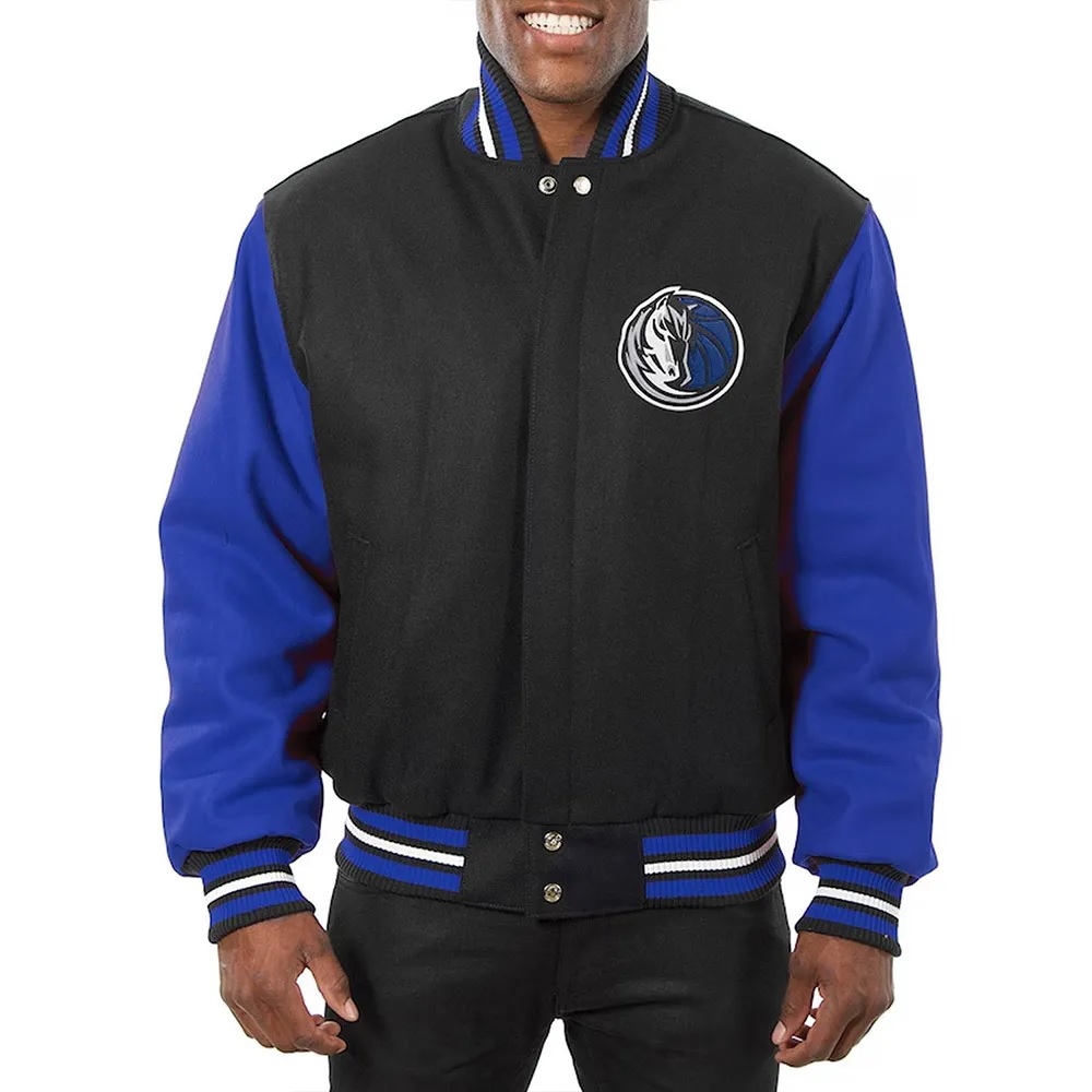 Dallas Mavericks Black and Blue Varsity Jacket