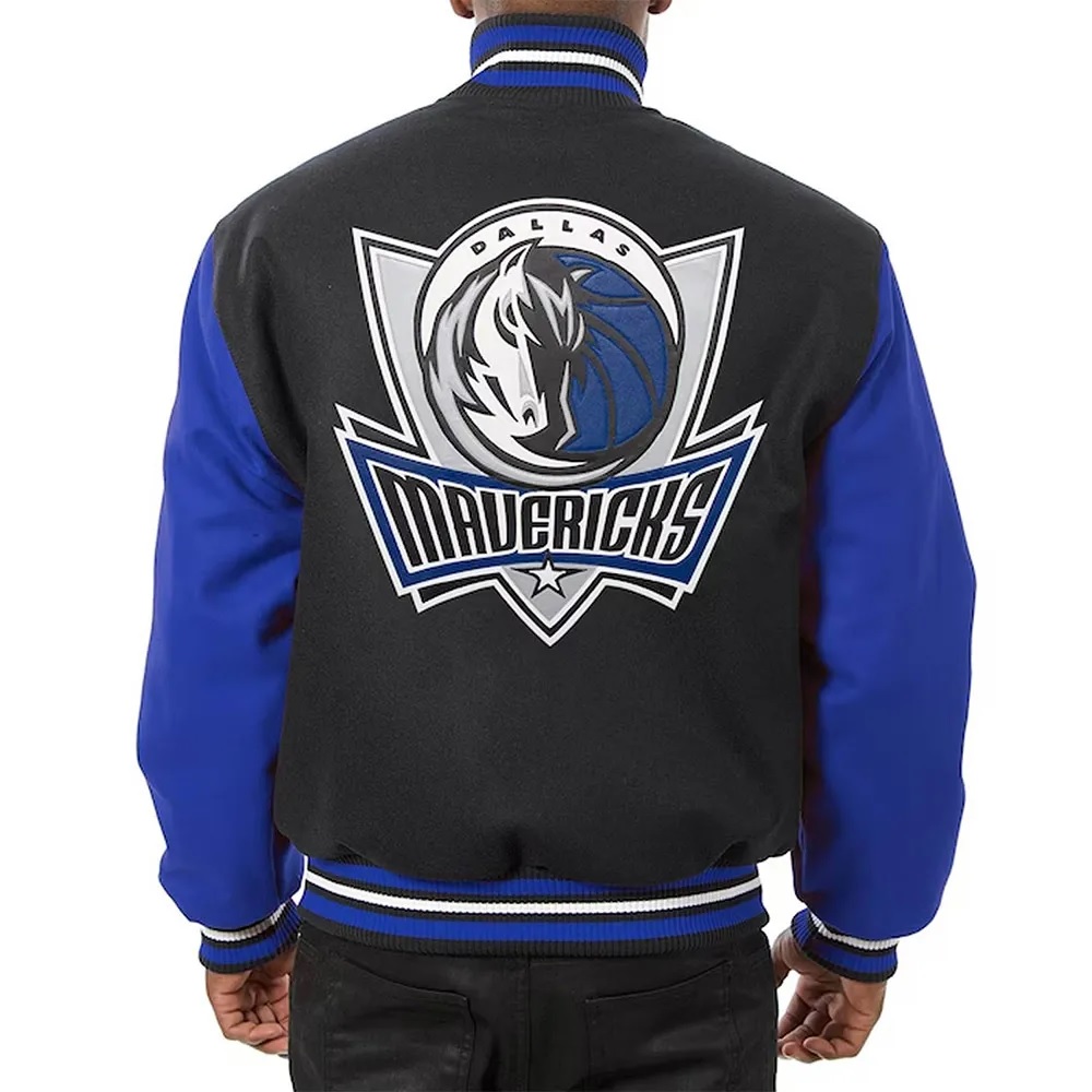 Dallas Mavericks Black and Blue Varsity Jacket