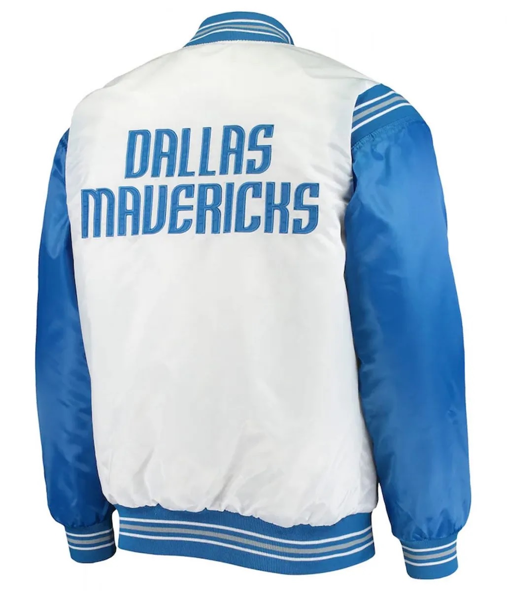 Dallas Mavericks Renegade Full-Snap White and Blue Satin Jacket