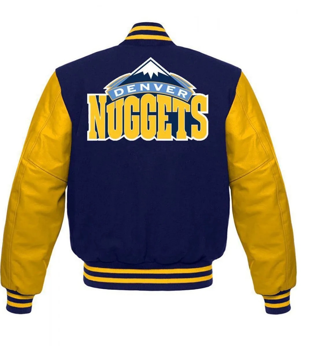 Denver Nuggets NBA Blue and Yellow Varsity Jacket