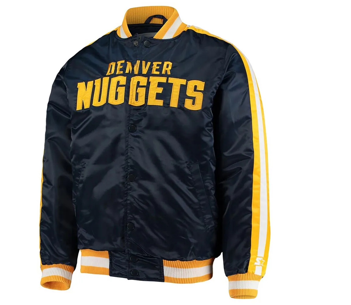 Denver Nuggets Offensive Navy Varsity Satin Jacket