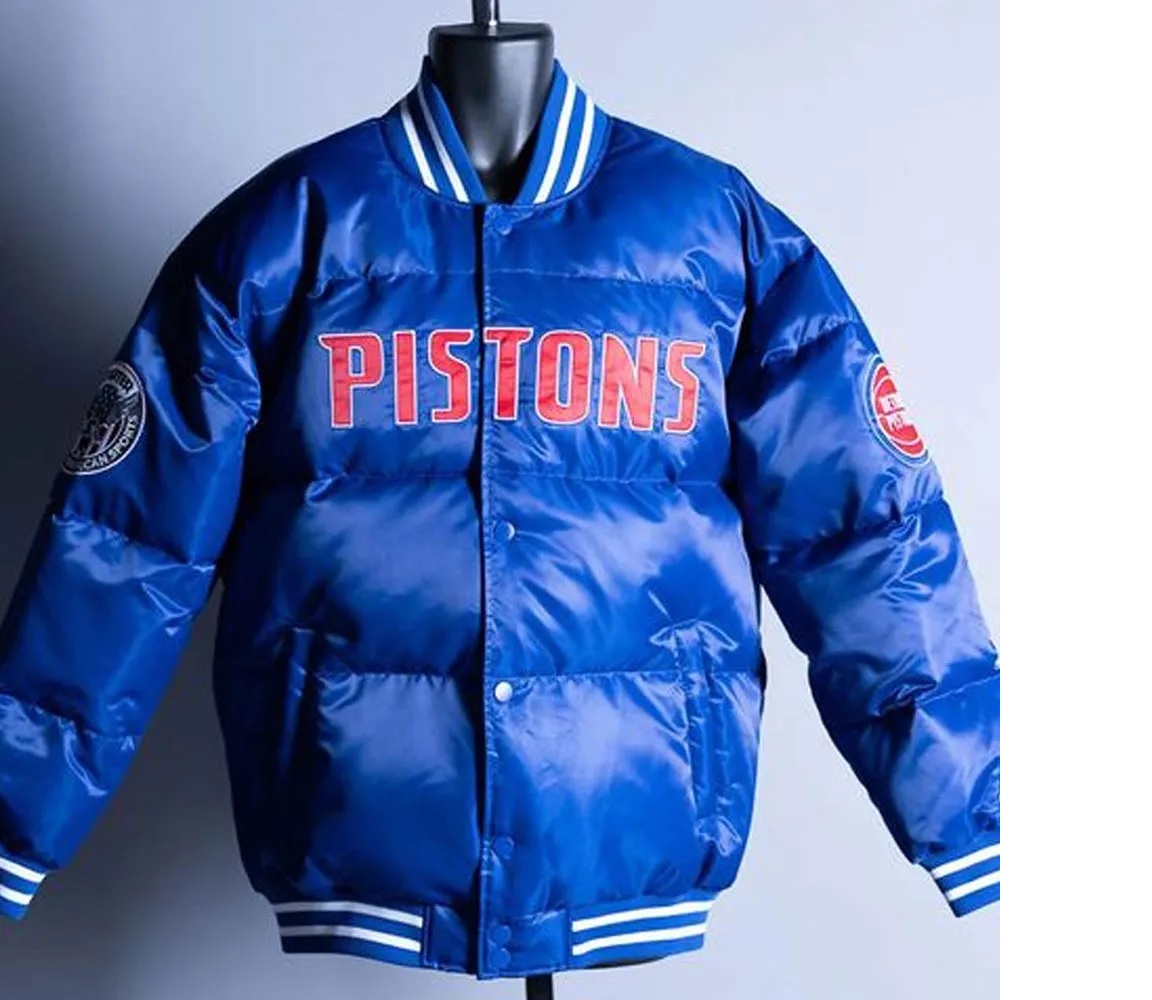 Detroit Pistons Blue Down Bubble Jacket