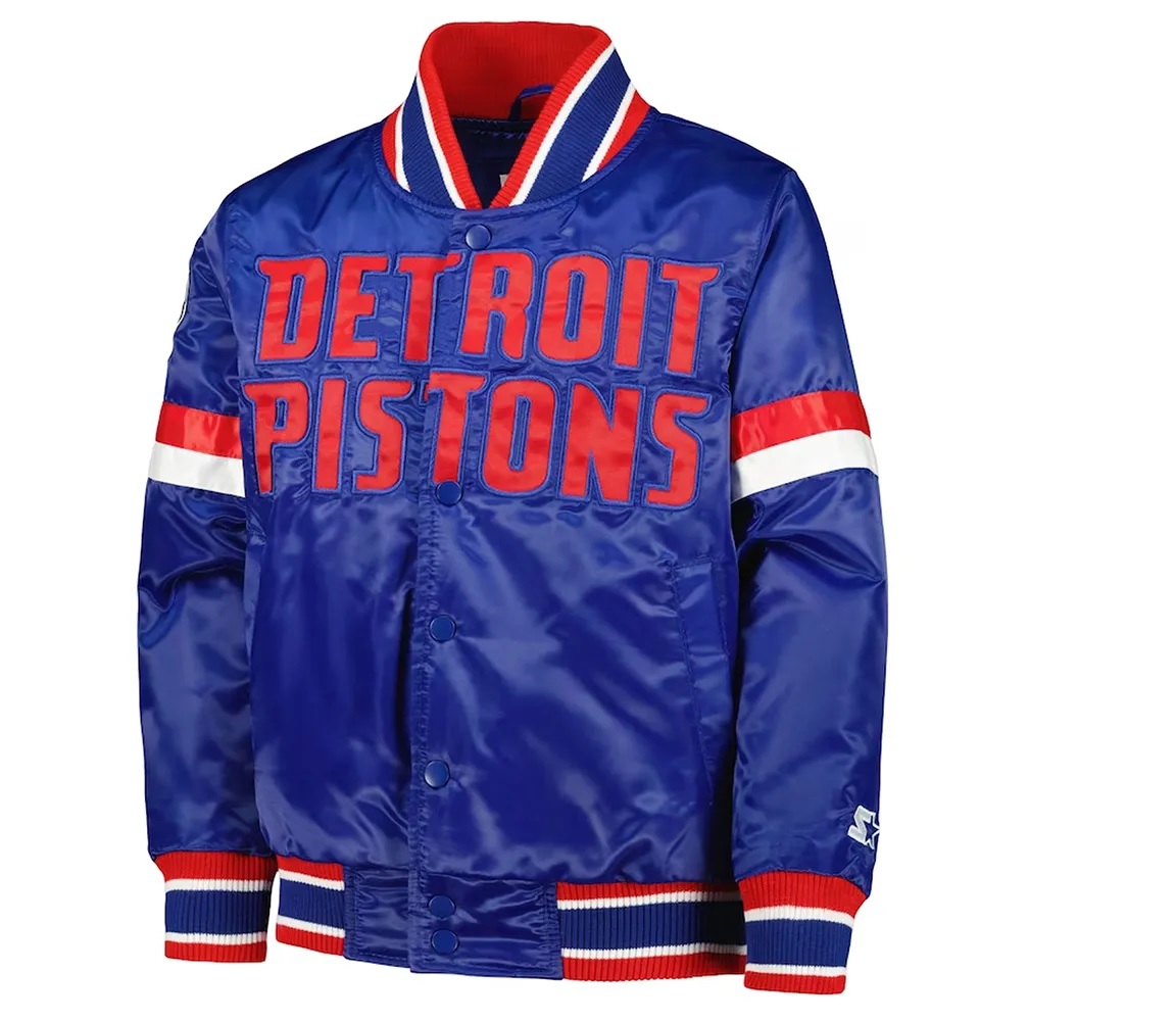 Detroit Pistons Youth Home Game Blue Satin Jacket