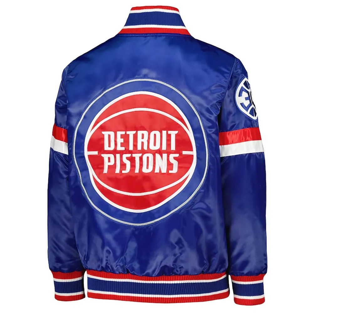 Detroit Pistons Youth Home Game Blue Satin Jacket