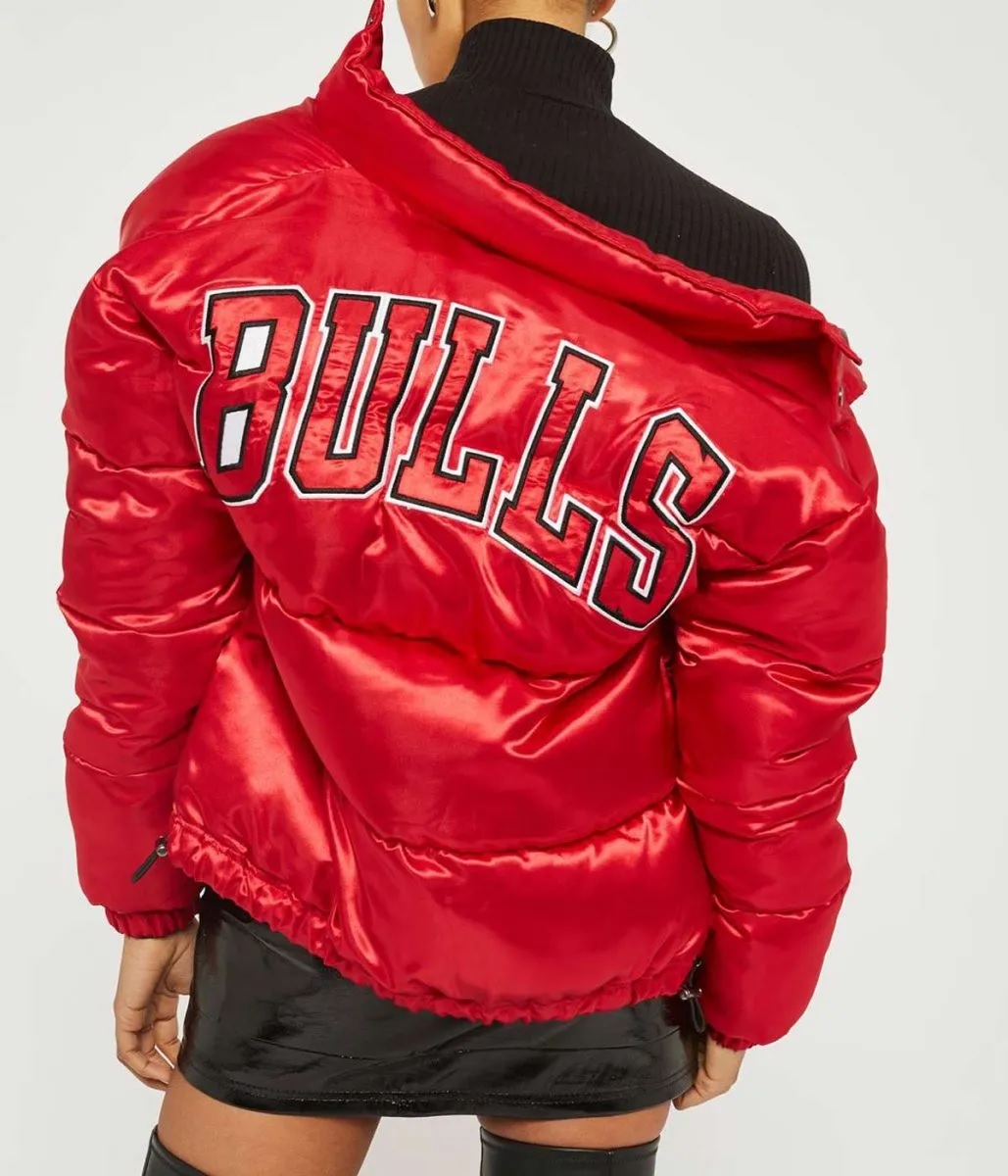 High School Chicago Bulls Red Puffer Jacket