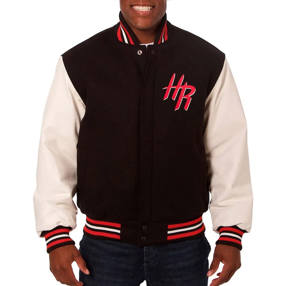 Houston Rockets Black and White Varsity Jacket