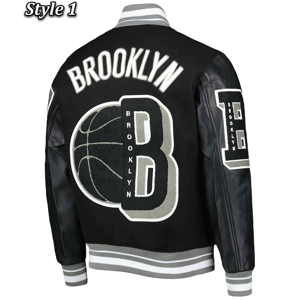 Mash Up Brooklyn Nets Black Varsity Jacket