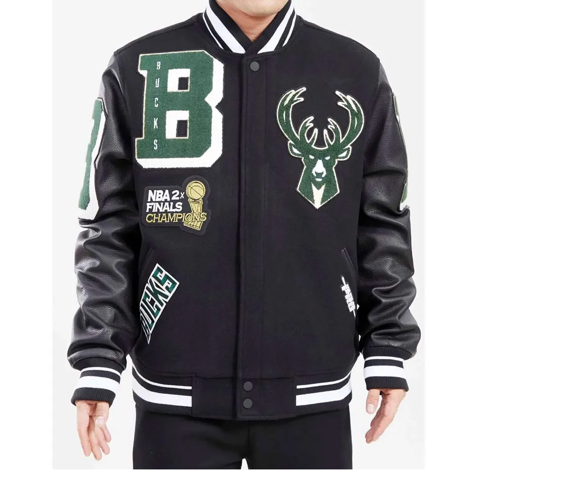 Mashup Milwaukee Bucks Varsity Black Jacket