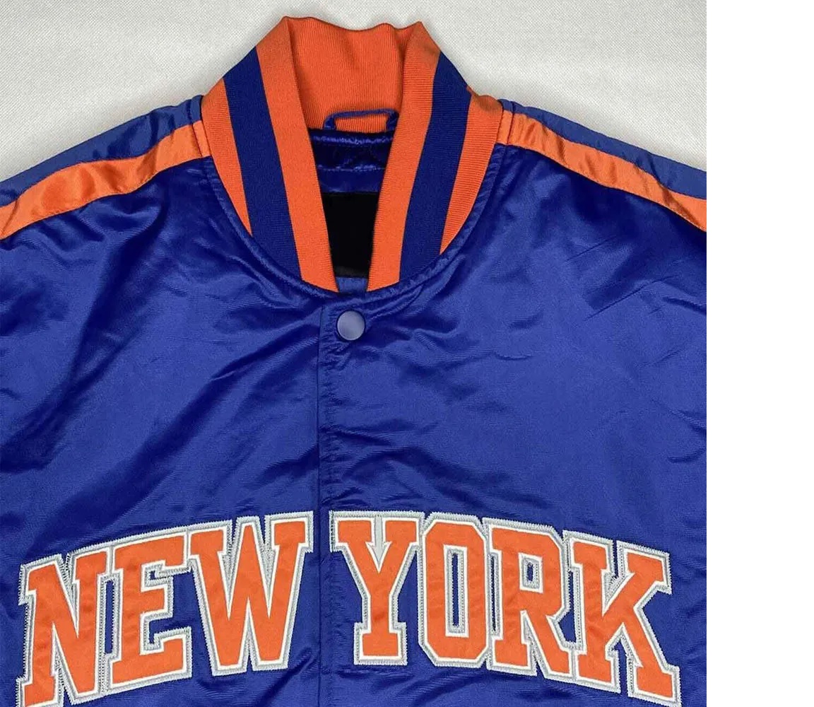 NY Knicks Striped Blue Satin Jacket