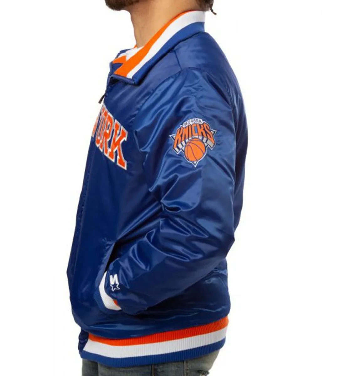 New York Knicks Starter Bomber Blue Satin Jacket