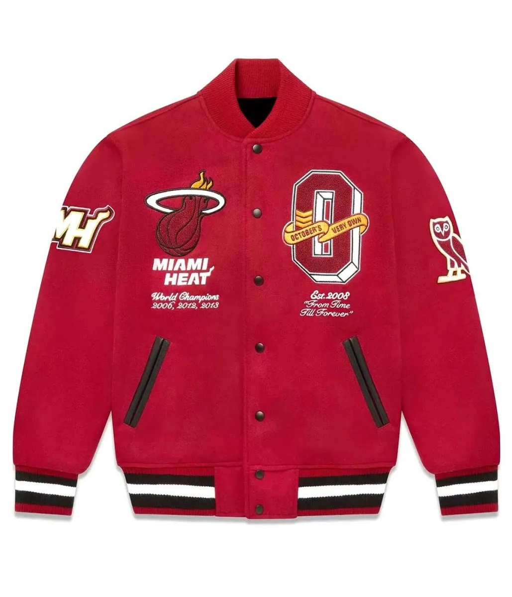 OVO Miami Heat Varsity Wool Burgundy Jacket
