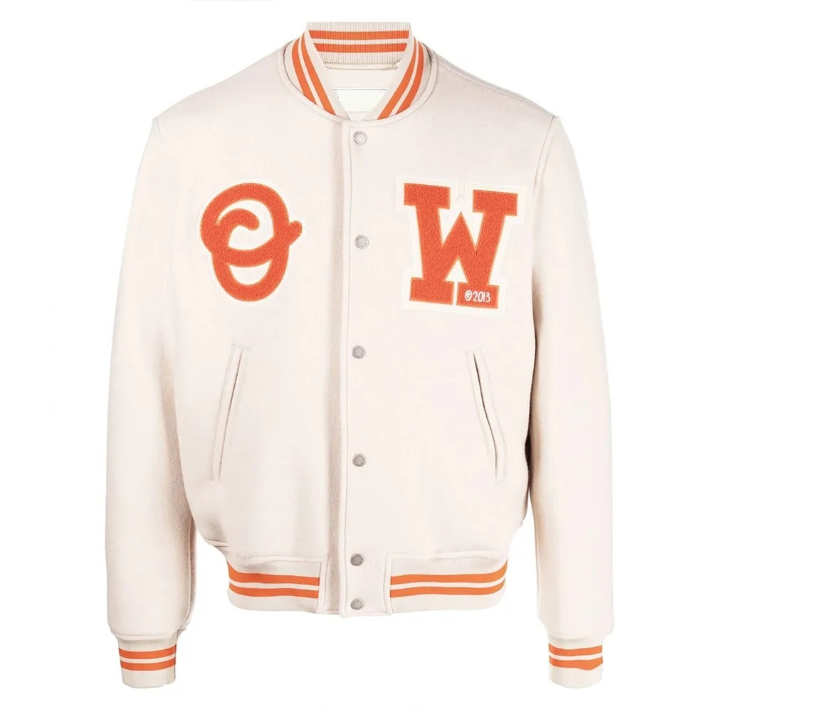 OW Logo-Patch Off-White Varsity Jacket