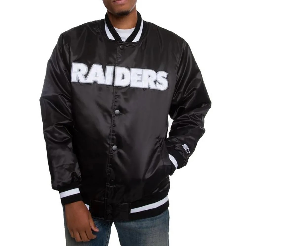 Oakland Raiders Satin Black and White Jacket