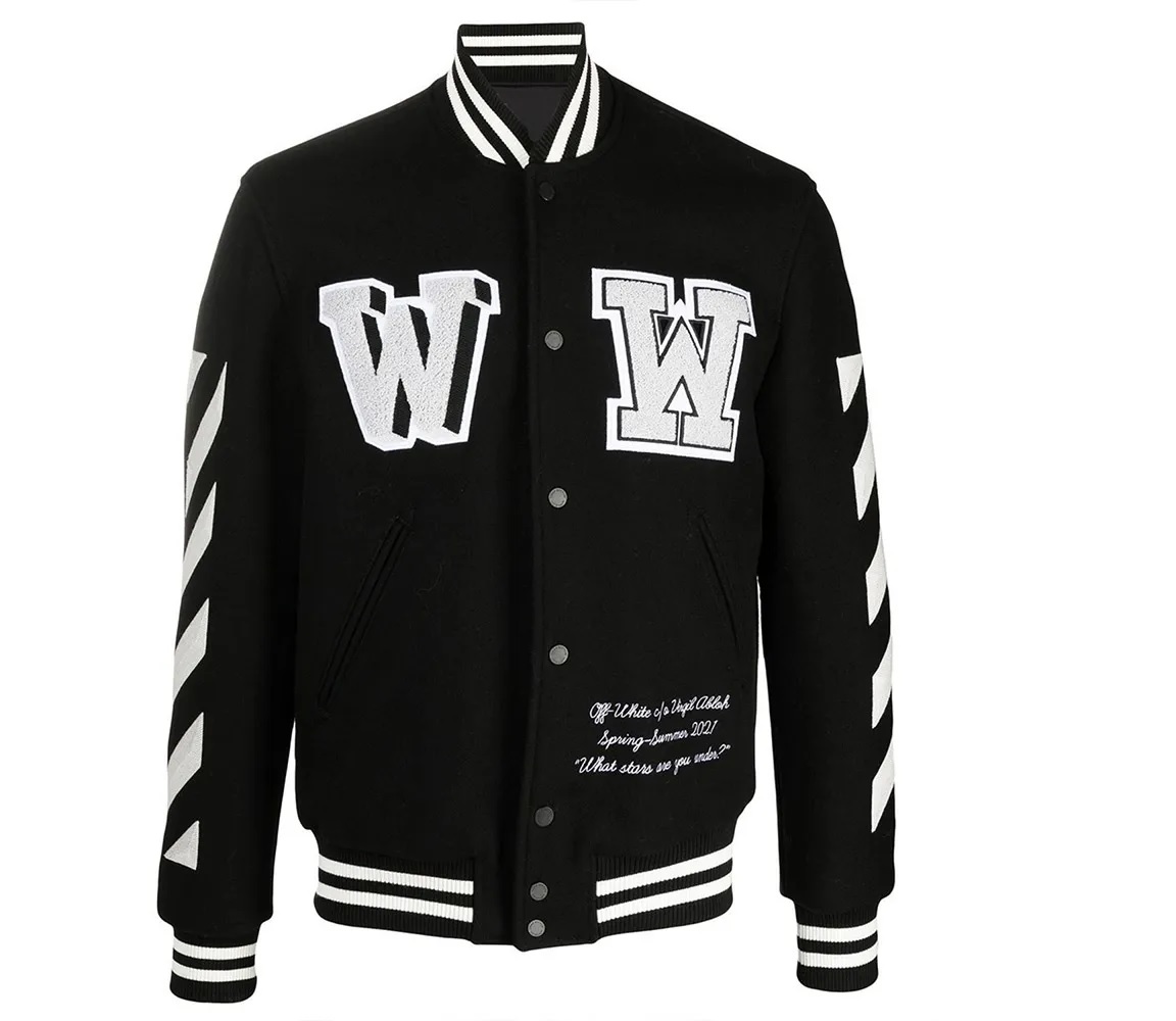 Off-White Black Letterman Wool Jacket