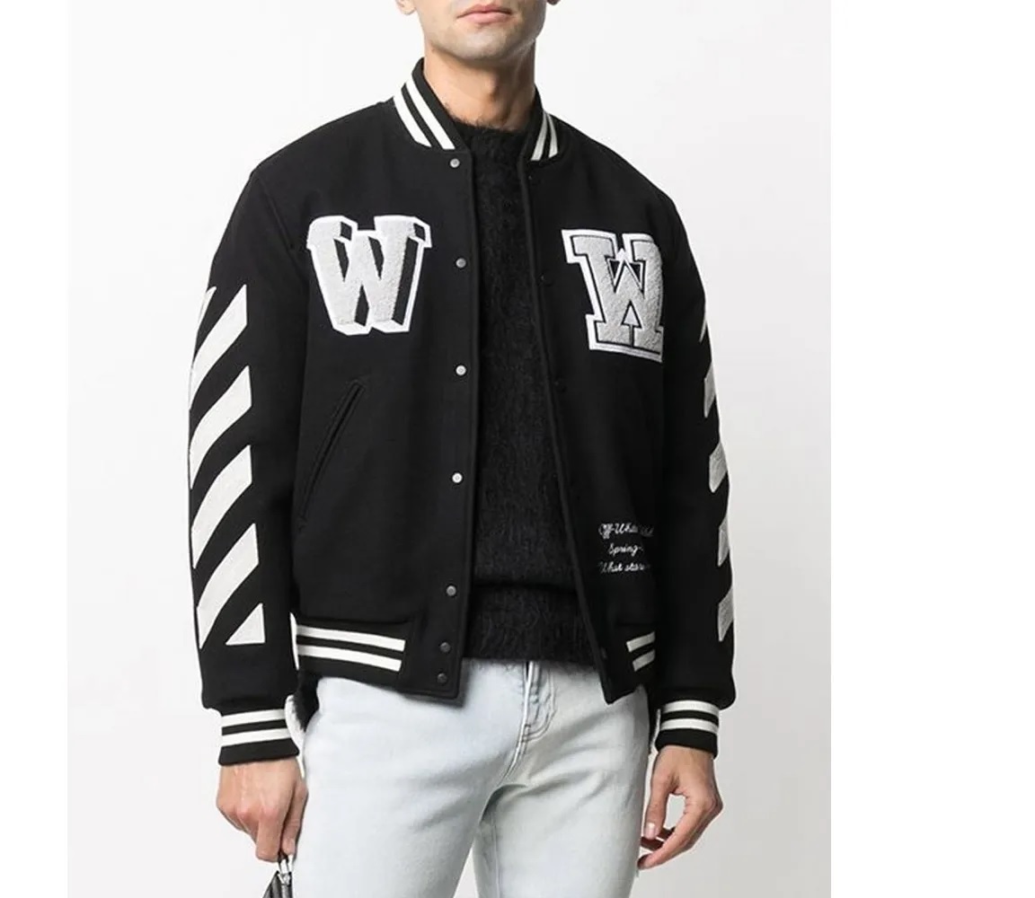 Off-White Black Letterman Wool Jacket