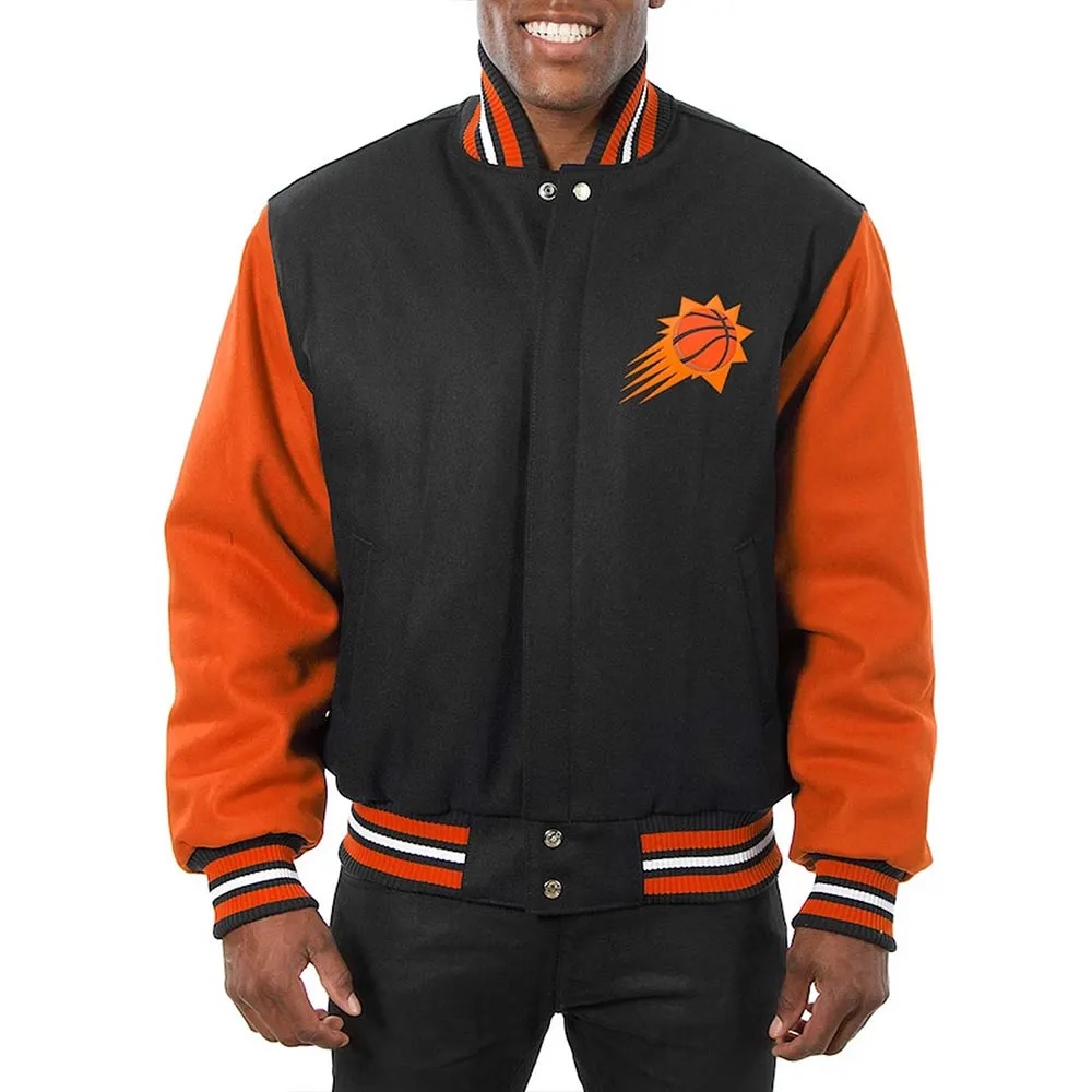 Phoenix Suns Domestic Two-Tone Varsity Black/Orange Wool Jacket