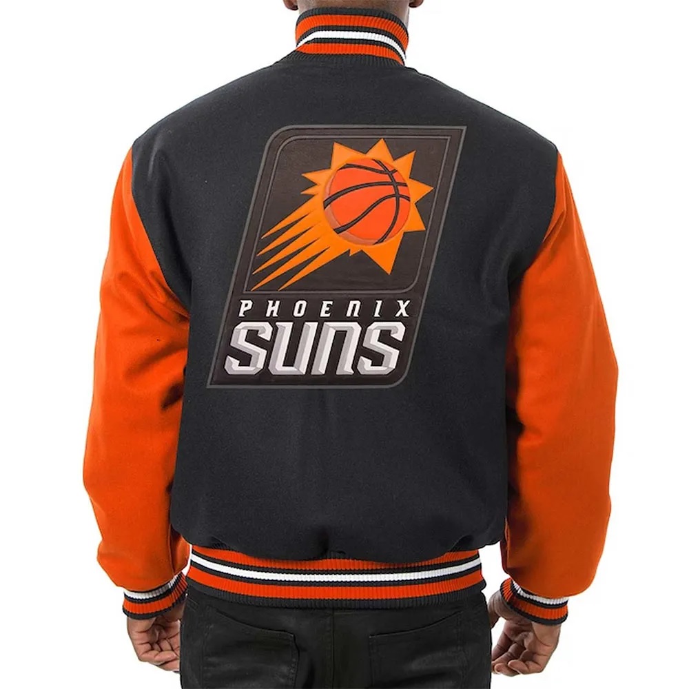 Phoenix Suns Domestic Two-Tone Varsity Black/Orange Wool Jacket