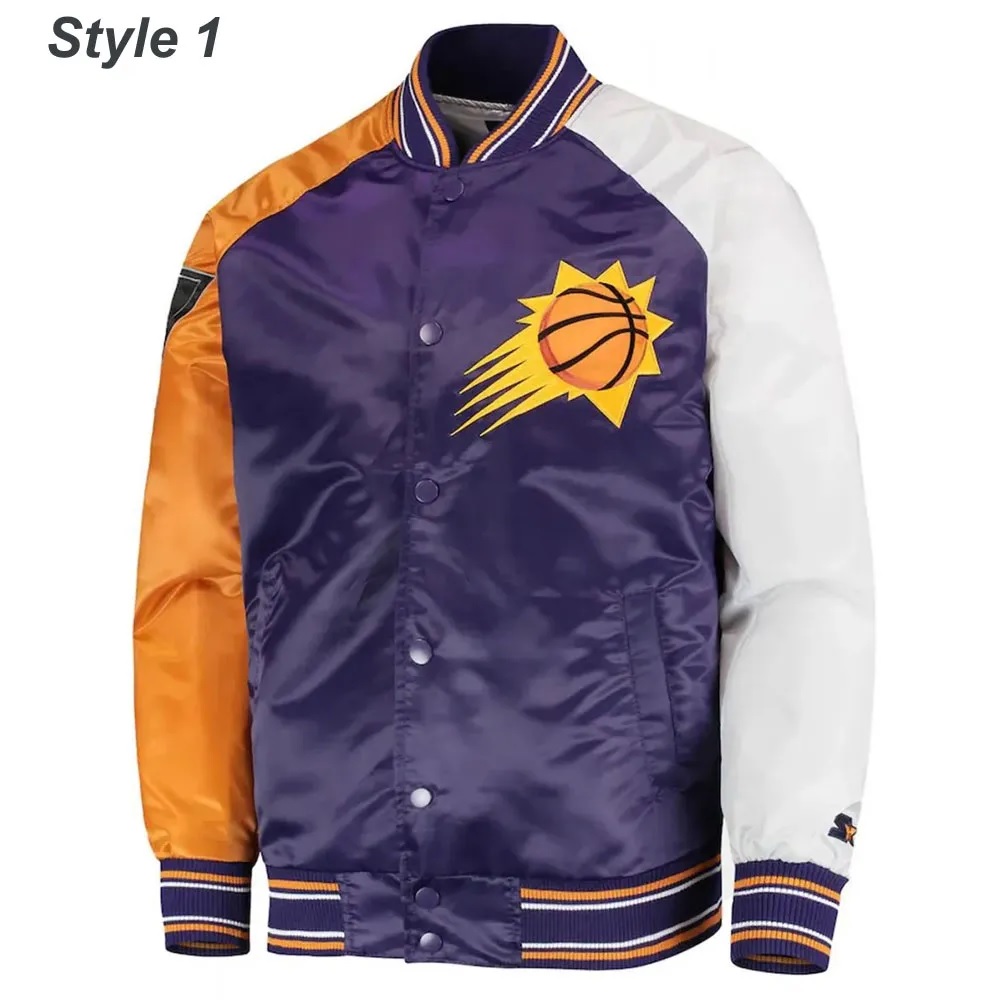 Phoenix Suns Reliever Purple and Orange Satin Jacket