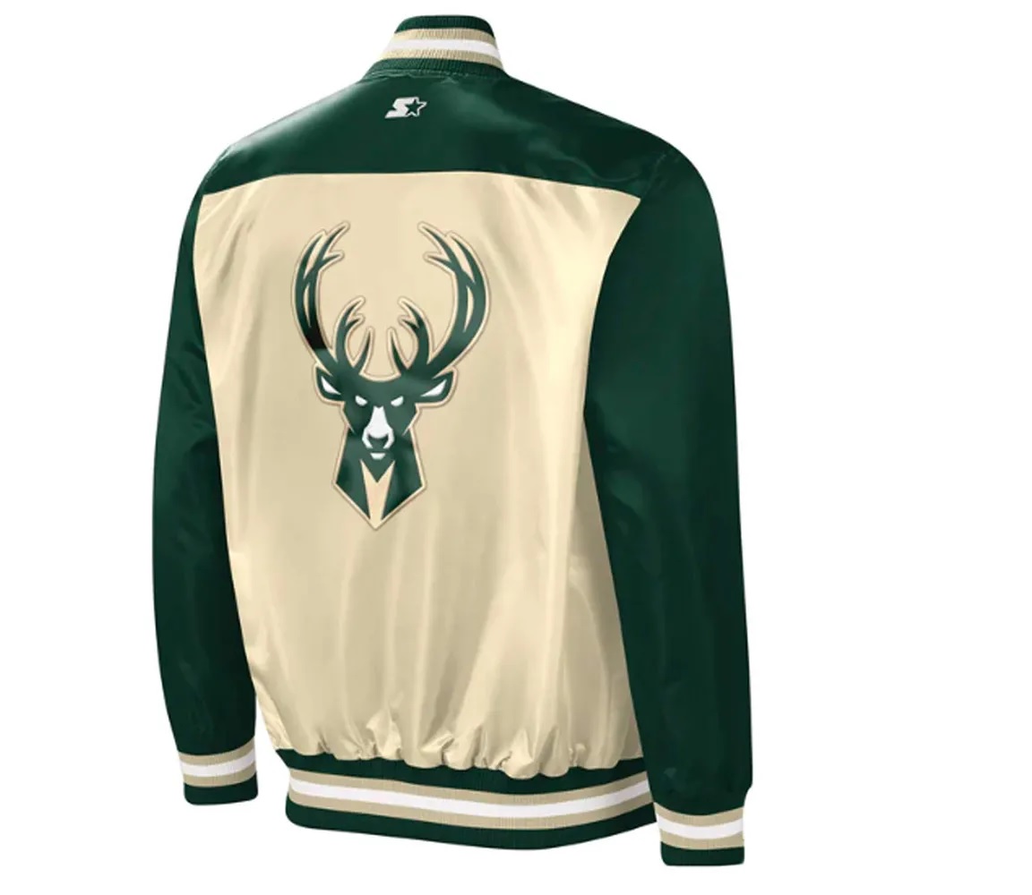 The Tradition II Milwaukee Bucks Green/Cream Satin Jacket
